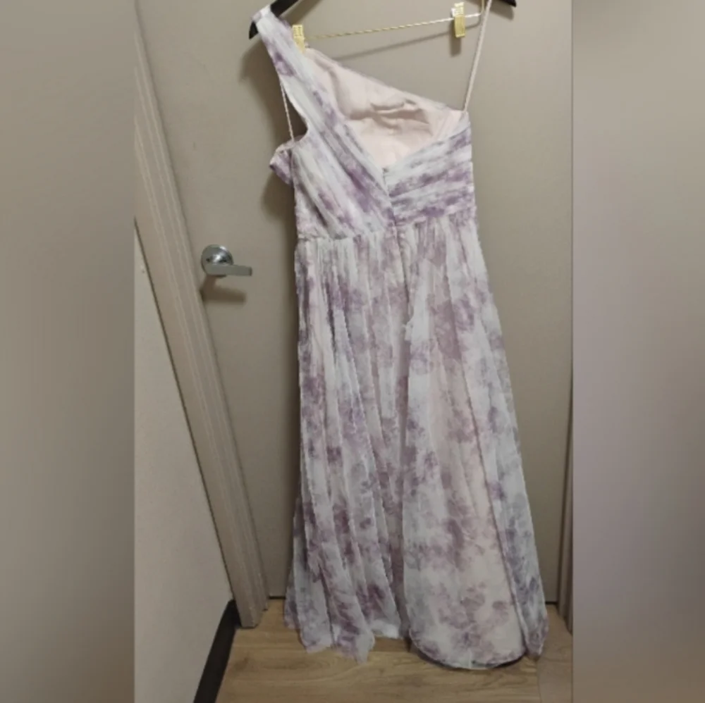 Marchesa Notte Capri Printed One Shoulder Ruched Gown Sz 6 - Picture 3 of 3